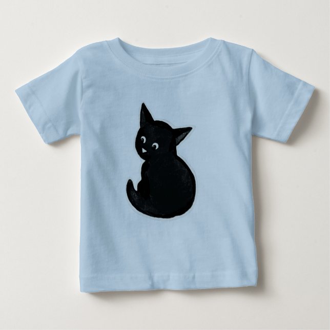 Camiseta Para Bebê Gato preto (Frente)