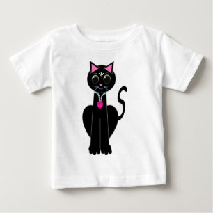 Camiseta Para Bebê Gato preto bonito