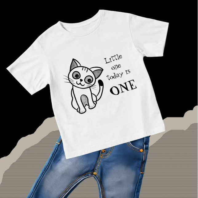 Camiseta Para Bebê Gato preto bonito (Criador carregado)