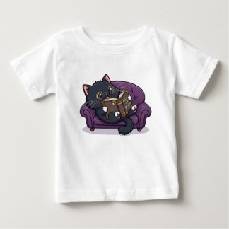 Camiseta Para Bebê Gato Preto Bonito e Negro e Espelho Storey