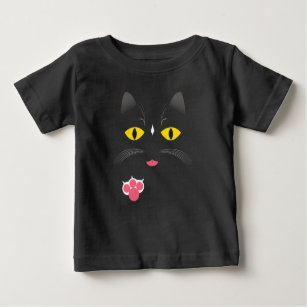 Camiseta Para Bebê Gato preto com marcas brancas