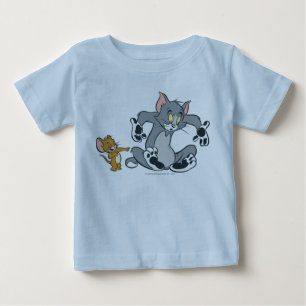 Camiseta Para Bebê Gato preto da pata de Tom e de Jerry