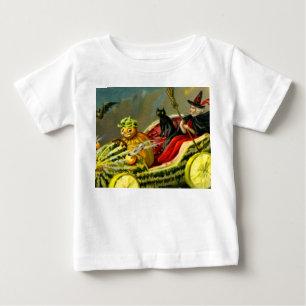Camiseta Para Bebê Gato Preto e Bruxa de Halloween Vintage