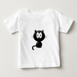 Camiseta Para Bebê Gato preto em fundo branco
