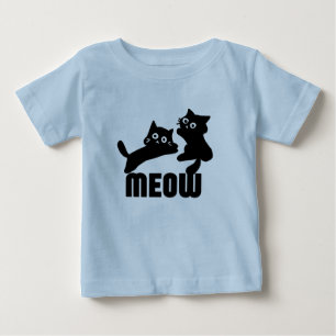 Camiseta Para Bebê gato preto, miau