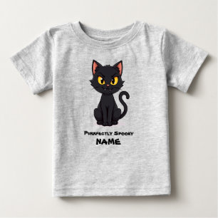 Camiseta Para Bebê Gato Preto Puramente Spooky - Halloween Personaliz