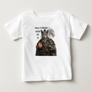 Camiseta Para Bebê Gato Samurai Azul Russo