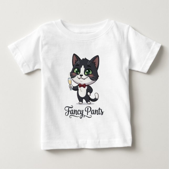 Camiseta Para Bebê Gato Smoking Fancy Pants Aplaudindo (Frente)