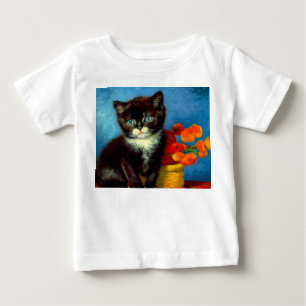 Camiseta Para Bebê Gato Smoking Van Gogh
