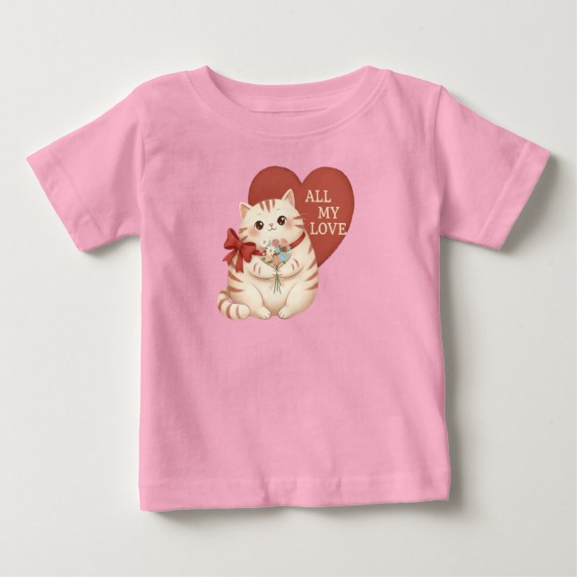 Camiseta Para Bebê Gato Tabby Todo Meu Amor (Frente)