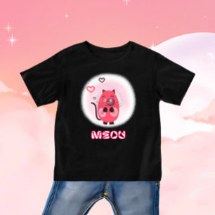 Camiseta Para Bebê Gato vermelho-branco