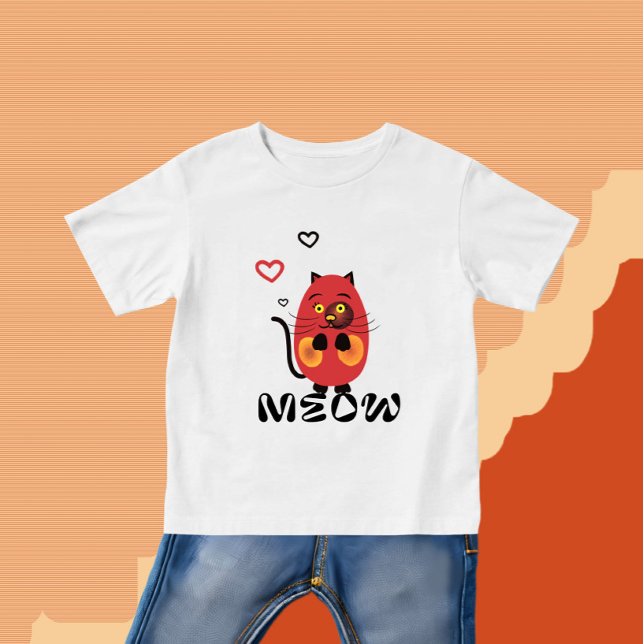 Camiseta Para Bebê Gato vermelho-branco (Criador carregado)