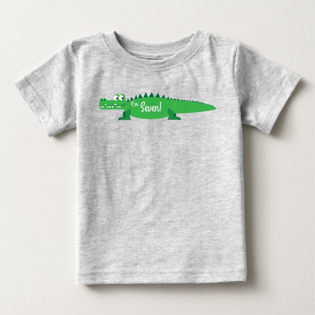 Camiseta Para Bebê Gator Alligator Crocodile Kids - primeiro aniversa (Frente)