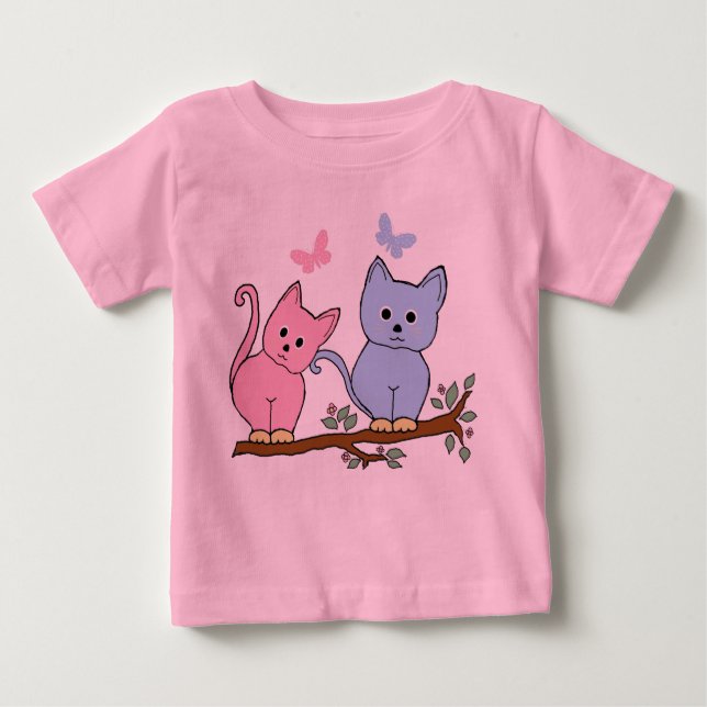 Camiseta Para Bebê gatos (Frente)
