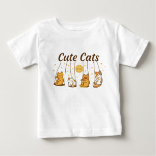 Camiseta Para Bebê Gatos bonitos em Swings Bebê Bodyfit