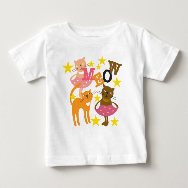 Camiseta Para Bebê Gatos Dançantes (Frente)