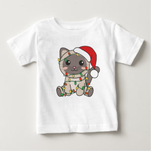 Camiseta Para Bebê Gatos De Inverno De Natal