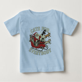 Camiseta Para Bebê Gatos de Natal
