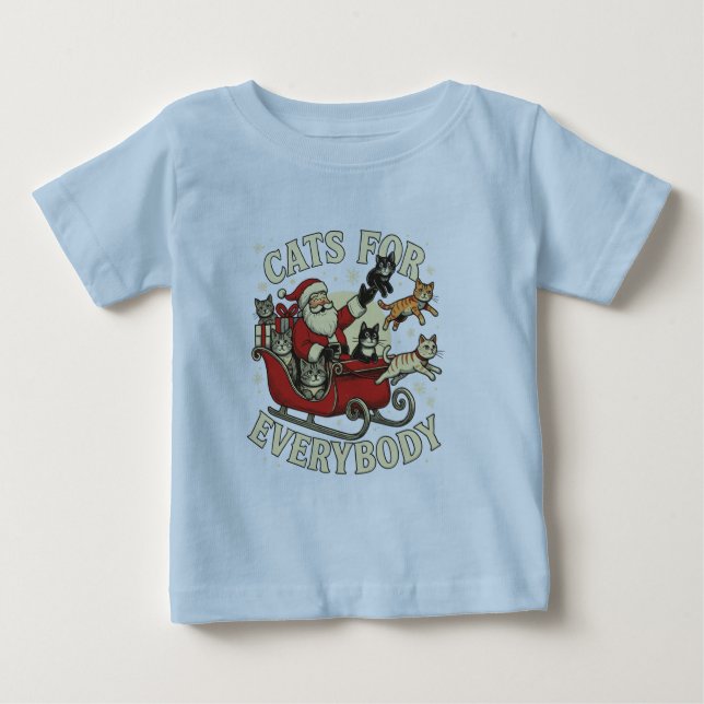 Camiseta Para Bebê Gatos de Natal  (Frente)