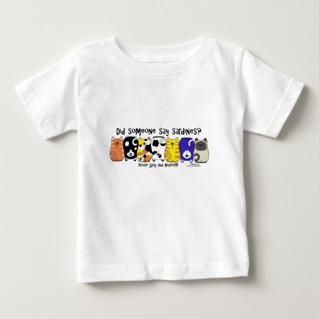 Camiseta Para Bebê Gatos De Sardine (Frente)