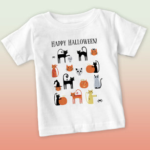 Camiseta Para Bebê Gatos do Dia das Bruxas Cute Spooky