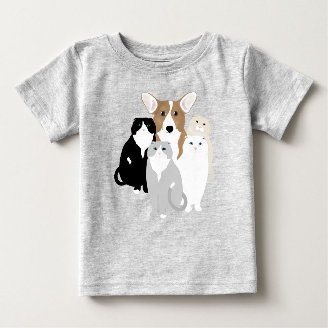 Camiseta Para Bebê Gatos e Cães (Frente)