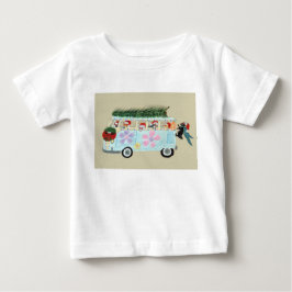 Camiseta Para Bebê Gatos Loucos na sua Van de Natal Hippie