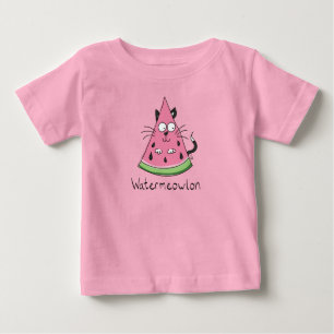 Camiseta Para Bebê Gatos Melancia Crianças Engraçado Fofo