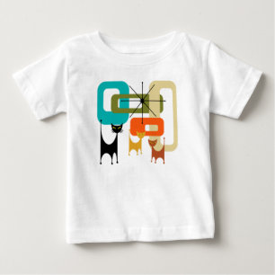 Camiseta Para Bebê Gatos Modernos do século médio