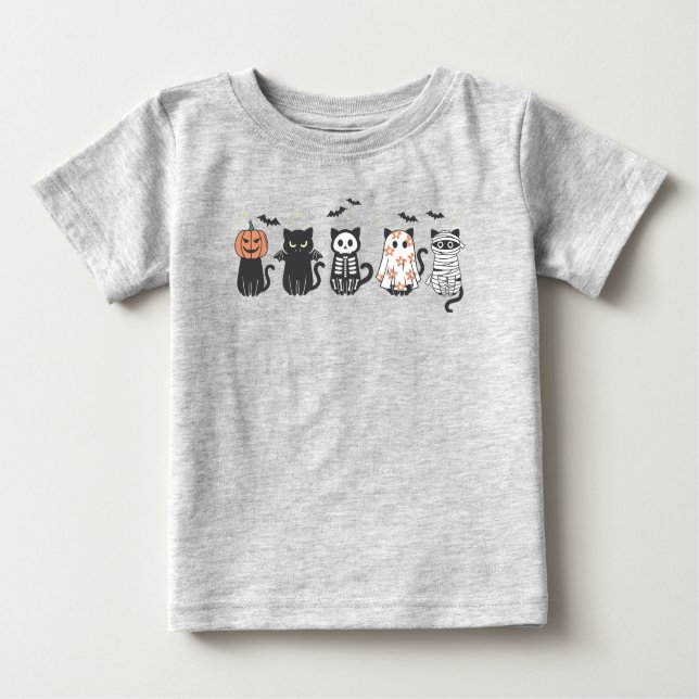 Camiseta Para Bebê Gatos Pretos Do Halloween Estragam Engraçados (Frente)