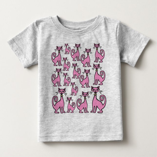 Camiseta Para Bebê Gatos Retroativos - Bebê - (design F&B) - Personal (Frente)