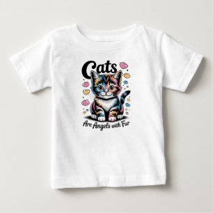 Camiseta Para Bebê Gatos são anjos com pelo