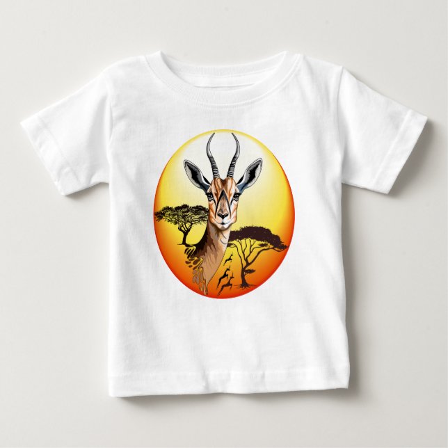 Camiseta Para Bebê Gazelle African Antelope Wild Animal (Frente)