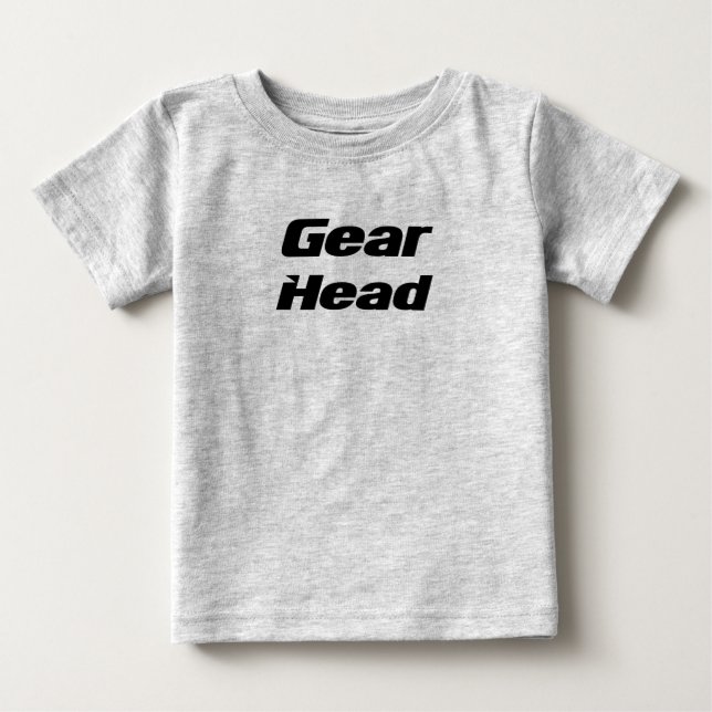 Camiseta Para Bebê Gear Head, onsie para bebê. (Frente)