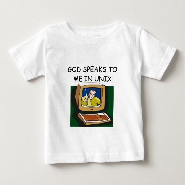 Camiseta Para Bebê geek do computador de unix (Frente)