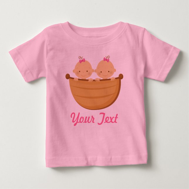 Camiseta Para Bebê Gêmeas Personalizadas num barco (Frente)