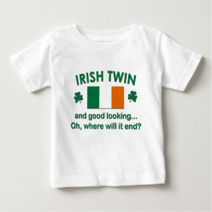 Camiseta Para Bebê Gêmeo irlandês bonito