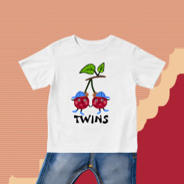 Camiseta Para Bebê Gêmeos cerejas 