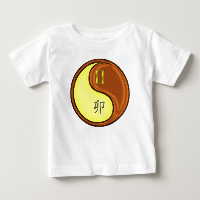 Camiseta Para Bebê Gêmeos & Coelho de Madeira (Frente)