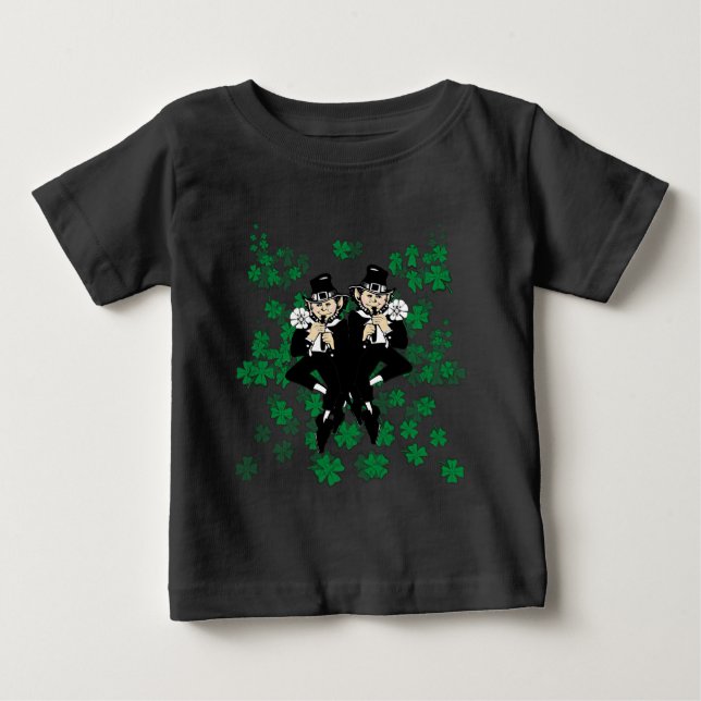 Camiseta Para Bebê Gêmeos Irlandeses Sortudos Dupla Confusão (Frente)