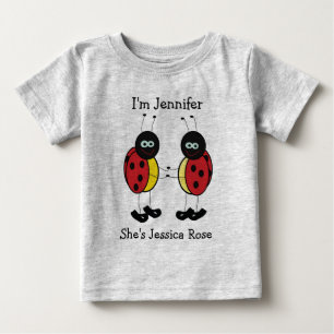 Camiseta Para Bebê Gêmeos Personalizados Amigos de Ladybug