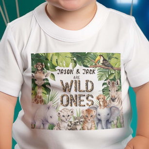 Camiseta Para Bebê Gêmeos Selvagens, Animais Culpados Safari Selvagen