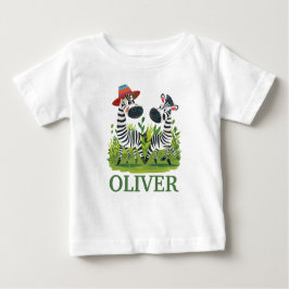 Camiseta Para Bebê Gêmeos Zebra no Nome Selvagem e Personalizado