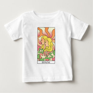 Camiseta Para Bebê Gemini Zodiac - Sinal Abstrato Art Vintage