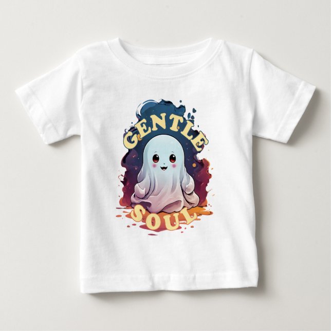 Camiseta Para Bebê Gentle Soul Kawaii Ghost (Frente)
