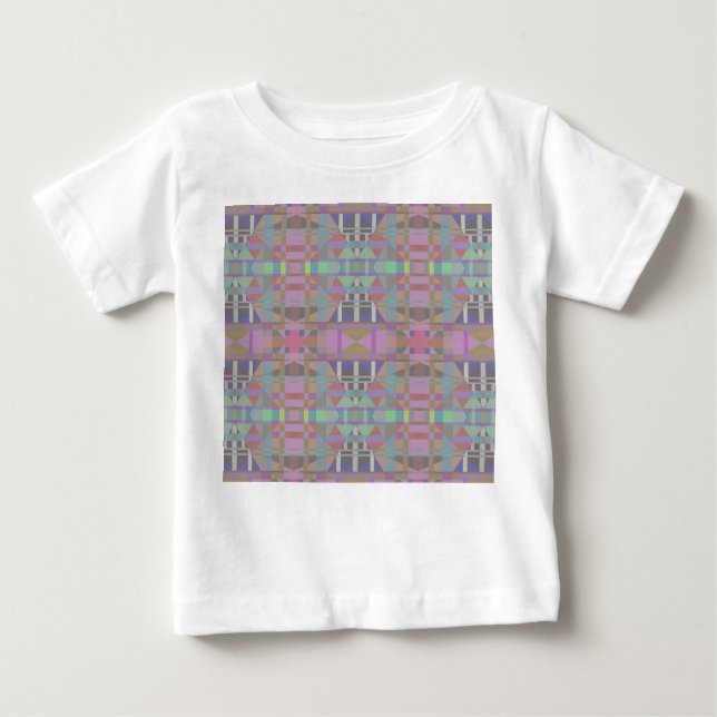 Camiseta Para Bebê Geométrico Cor-de-Rosa Verde (Frente)