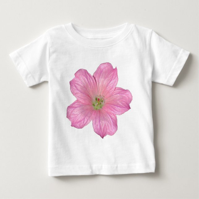 Camiseta Para Bebê Gerânio rosa (Frente)