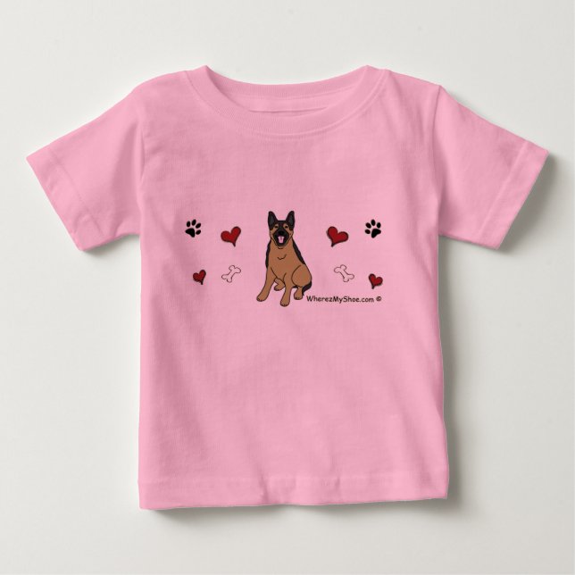 Camiseta Para Bebê german shepherd (Frente)