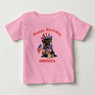 Camiseta Para Bebê German Shepherd (2m) Patriotic Kid T-Shirt