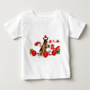 Camiseta Para Bebê German shepherd com presentes de Natal Papai Noel